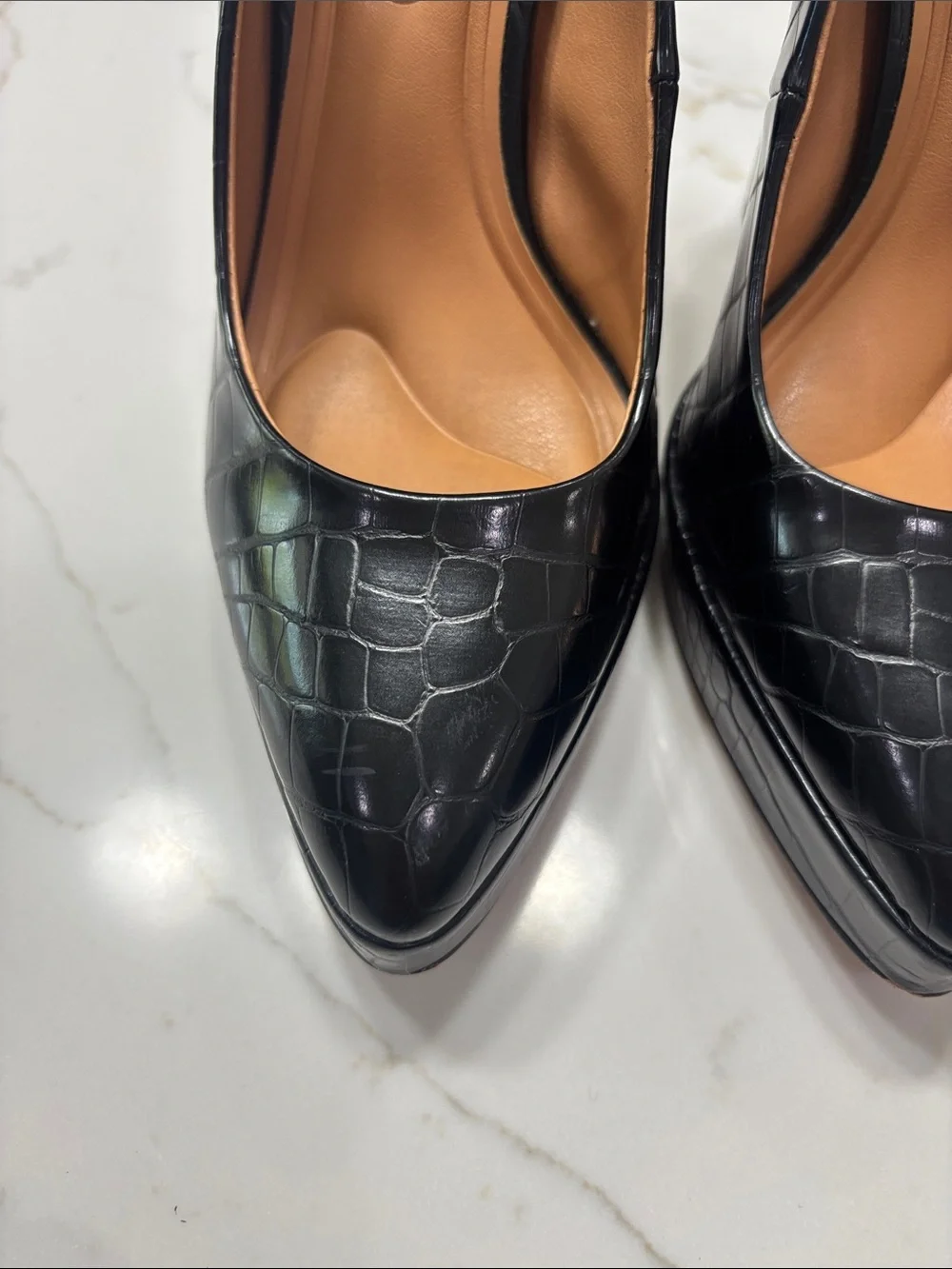 Jessica Simpson Black Croc-Embossed Platform Heel